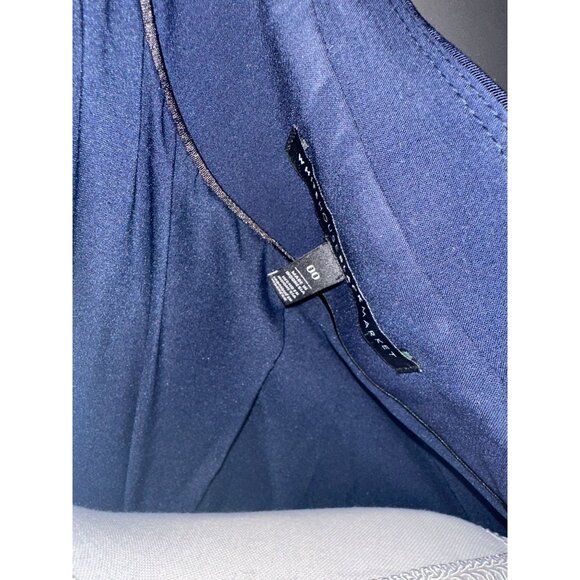 WHITE HOUSE BLACK MARKET WHBM Navy Blue Zip Trim Jacket Size 00 - Picture 4 of 5